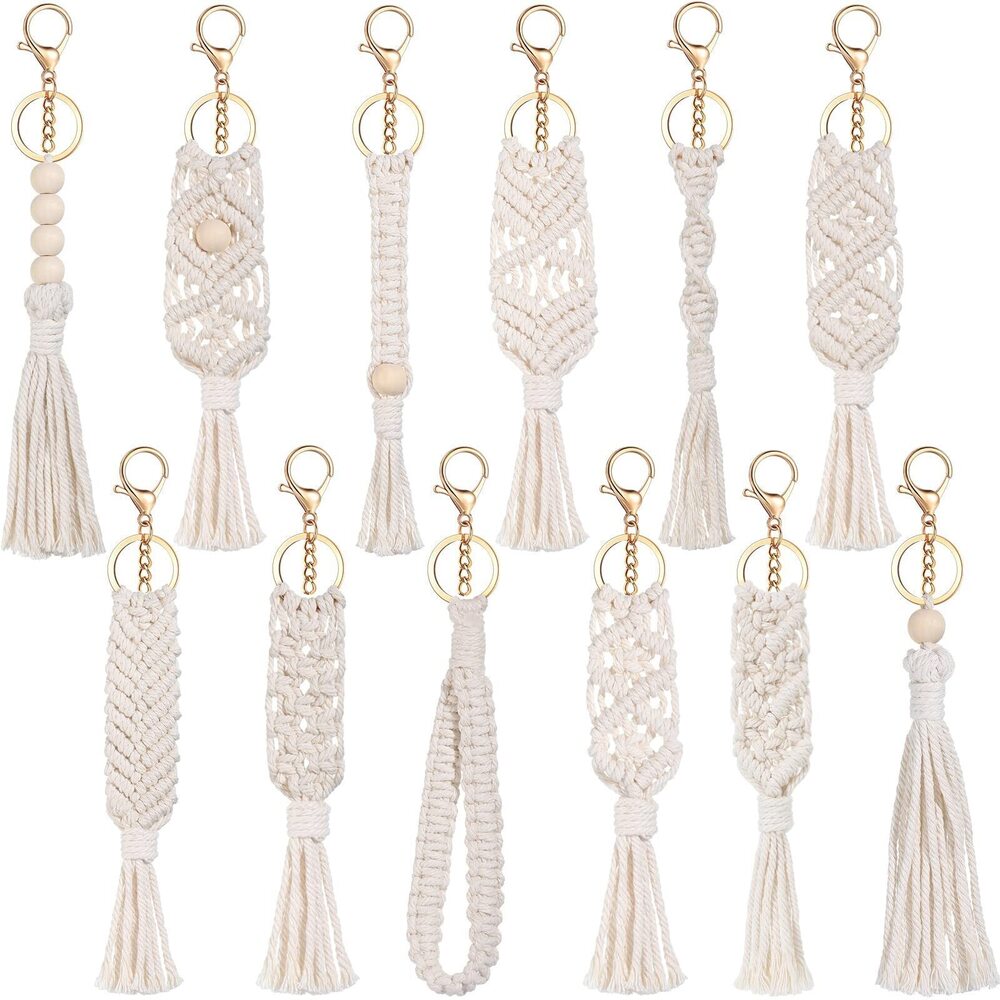 8152 Macrame Boho Keychains Bulk Handcrafted Aesthetic Key Chain